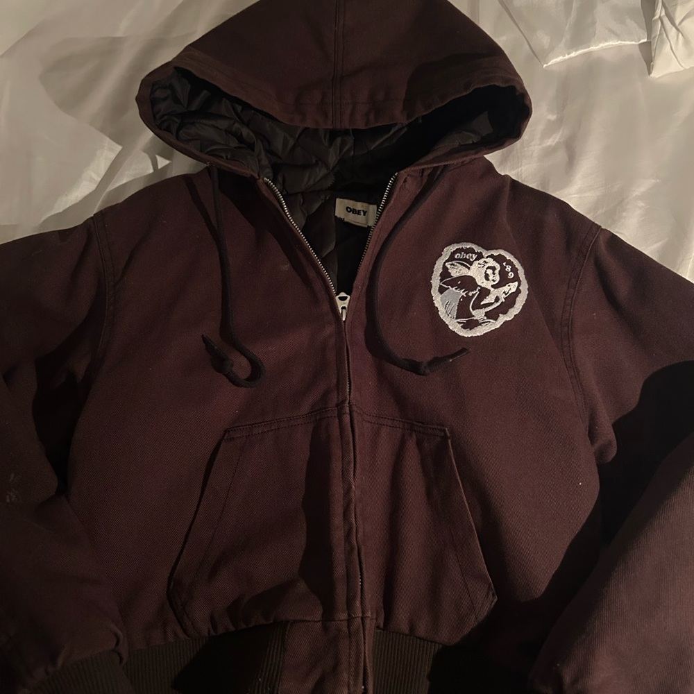 Dark Brown OBEY Vintage Hooded Jacket